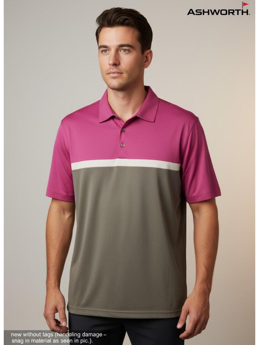 Ashworth Men's Colorblock Polo Shirt Size XL